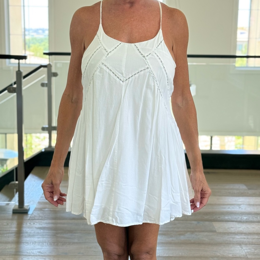 Lulu's White Crochet Swim Coverup